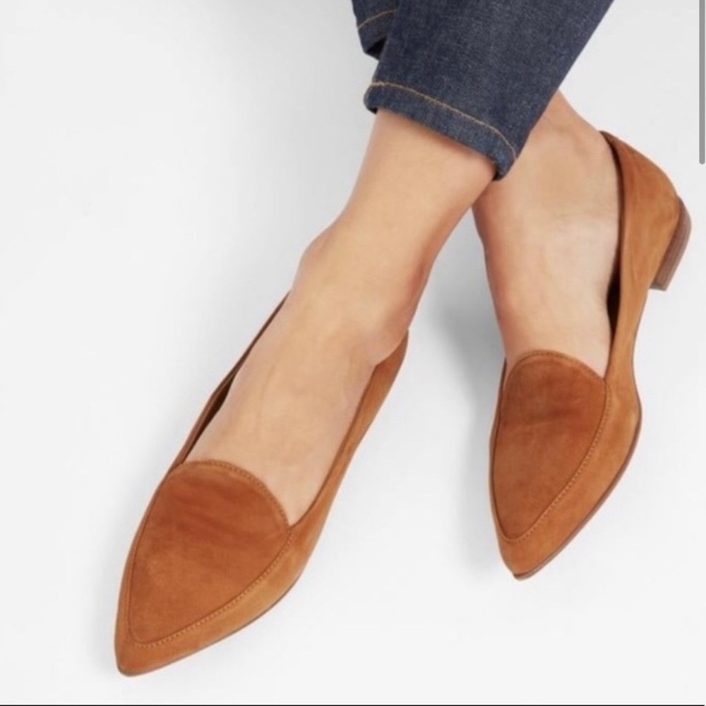 Everlane Suede Modern Point Loafers in Cognac